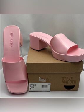 Steve Madden Harlin Pink Jelly Platform Slides/Sandels Women’s Sz8 #0258